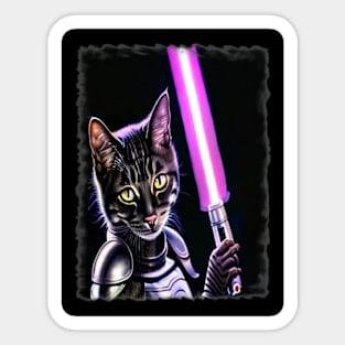 Fun Cat Print ~ AI Art ~ Fantasy Cat ~ Sci-fi Cat ~ Cats with Lightsabers Sticker